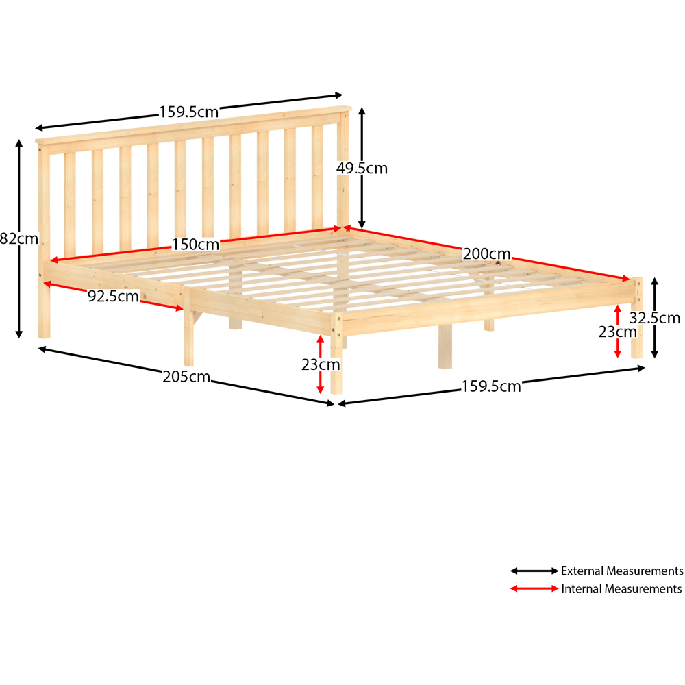 Vida Designs Milan King Size Pine Low Foot Wooden Bed Frame Image 8
