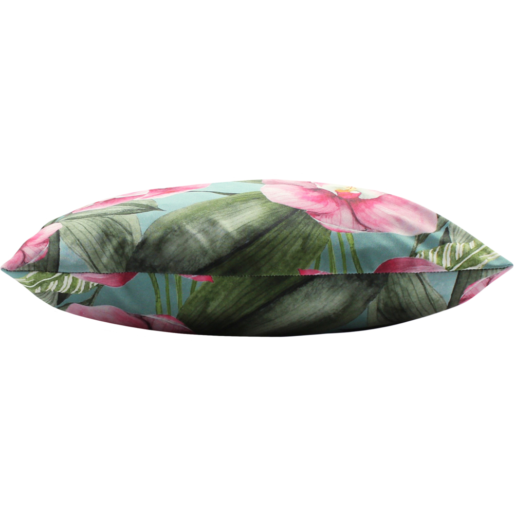 Evans Lichfield Orchids Duck Egg Outdoor Reversible Cushion Image 3
