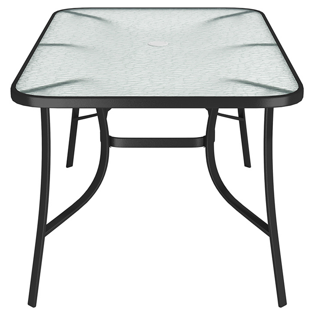 Living and Home Tempered Glass 4 Seater Rectangular Garden Dining Table Black Image 4