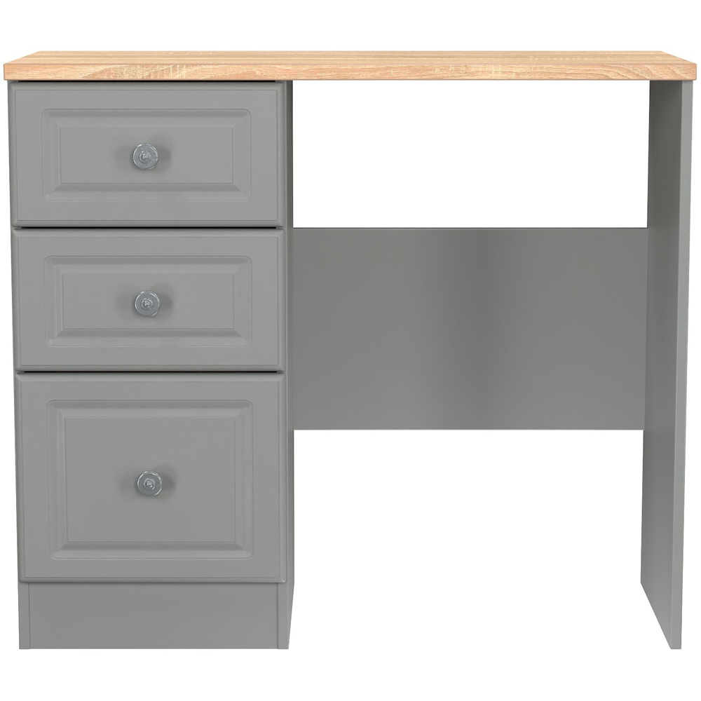 Crowndale Norfolk 3 Drawer Dusk Grey and Bardolino Oak Vanity Dressing Table Ready Assembled Image 2