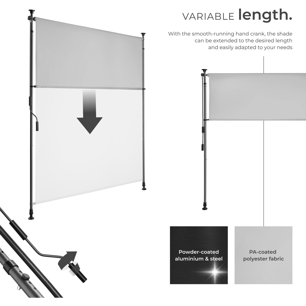 tectake Taija Light Grey Retractable Awning with Hand Crank 3.1 x 1.28m Image 3