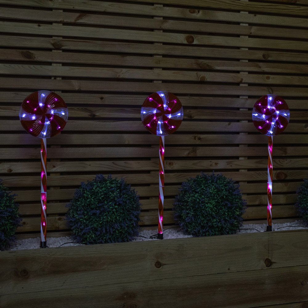 Samuel Alexander 63 White LED Red and White Candy Pop Christmas Path Light Image 3