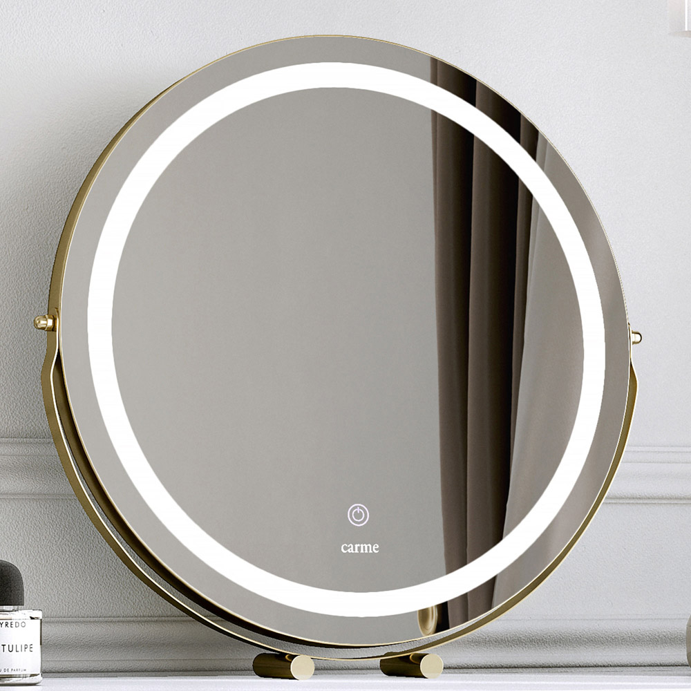CARME Home Zara 3 Colour LED Gold Touch Sensor Light Mirror Image 4