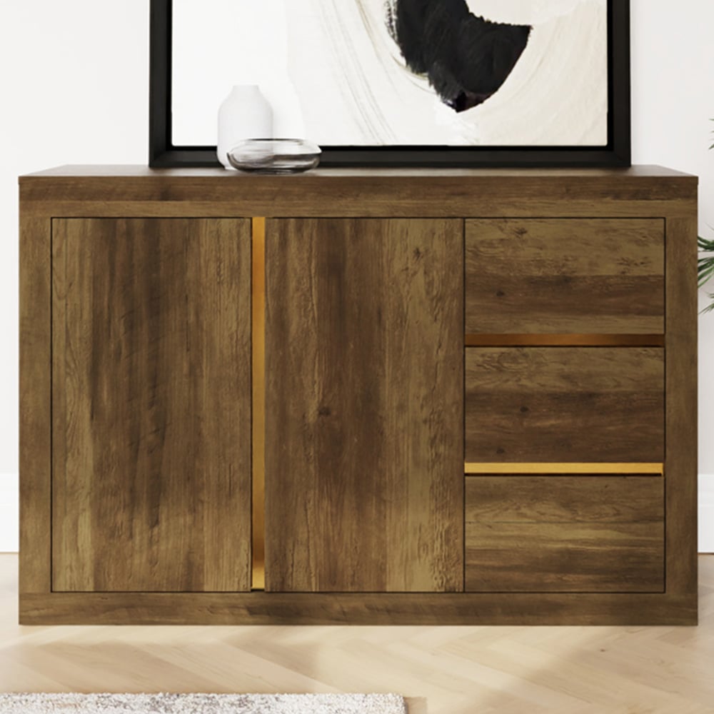 GFW Astley 2 Door 3 Drawer Knotty Oak Sideboard Image 1