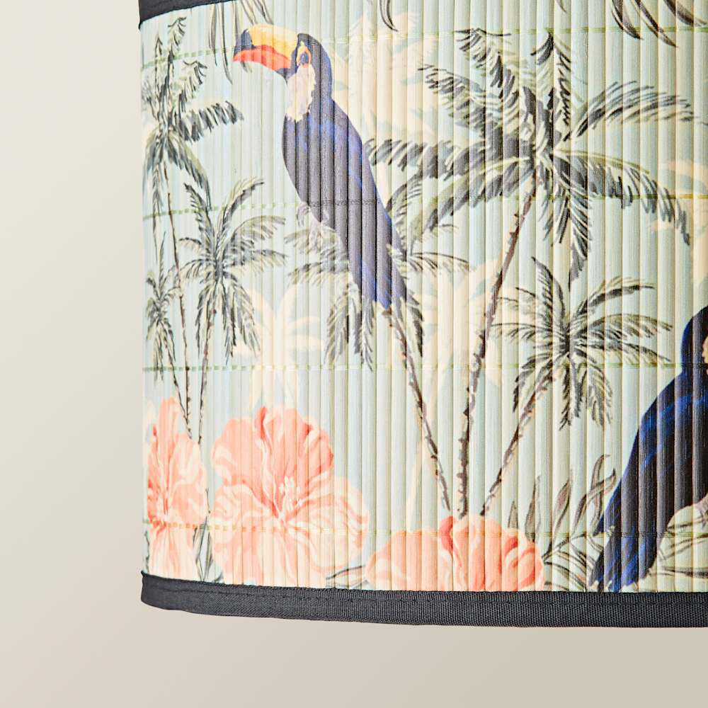 ValueLights Daintree Pastel Jungle Bamboo Medium Drum Ceiling Lamp Shade Image 5