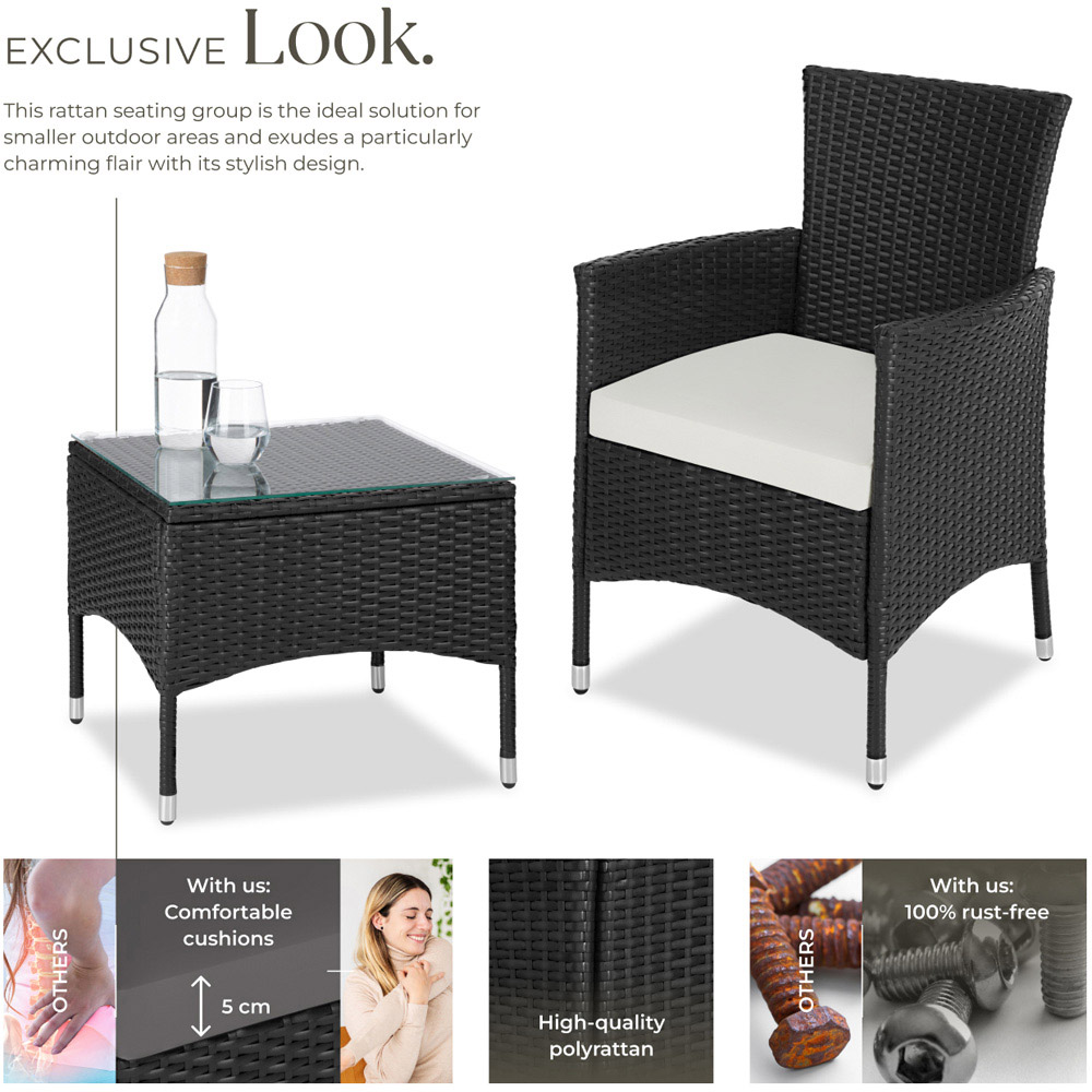tectake Lucerne 2 Seater Black Garden Bistro Set Image 4