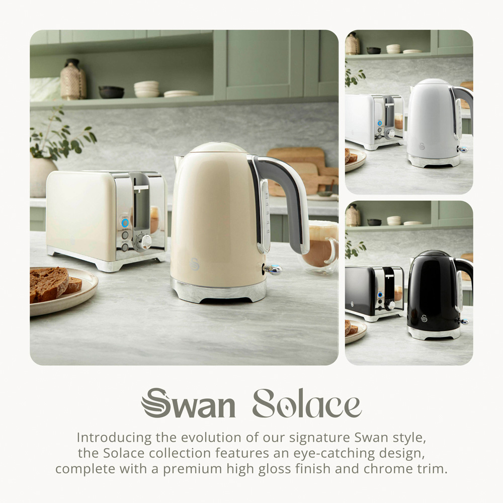 Swan Solace EEJB316 Cream 2 Slice Toaster and 1.7L Kettle Set Image 5