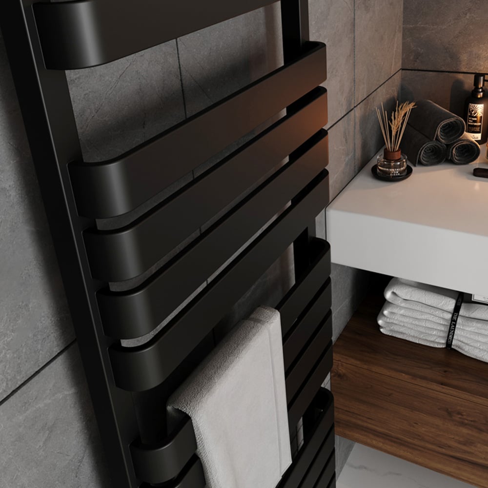 Terma Warp T One Soft Matt Black Electric Towel Rail 1695 x 500mm Image 6