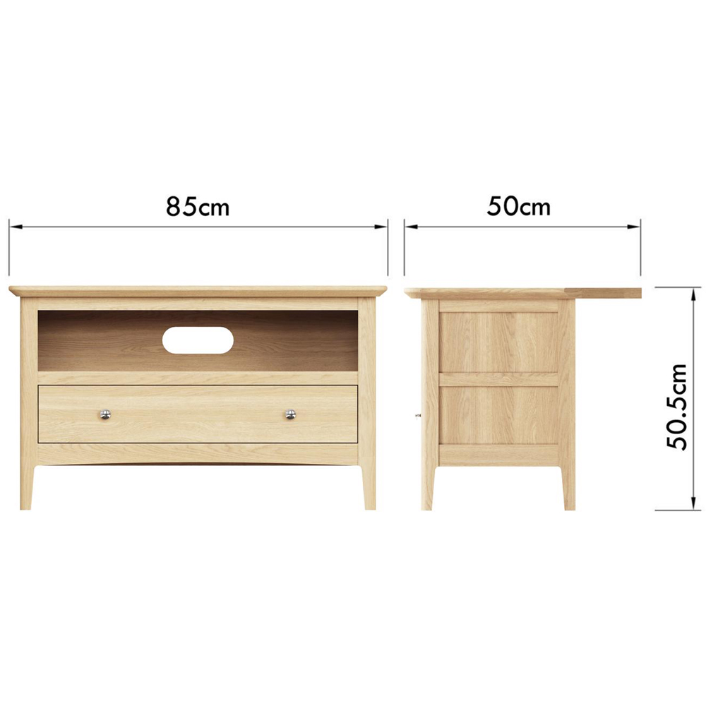 FWStyle Single Drawer Single Shelf Natural Oak Corner TV Unit Image 9