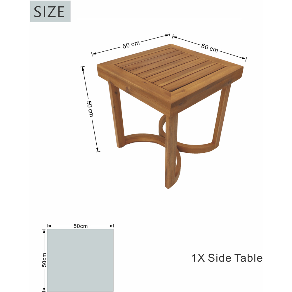 Direct Wicker Teak Finish Curved Design Acacia Wood Side Table Image 5
