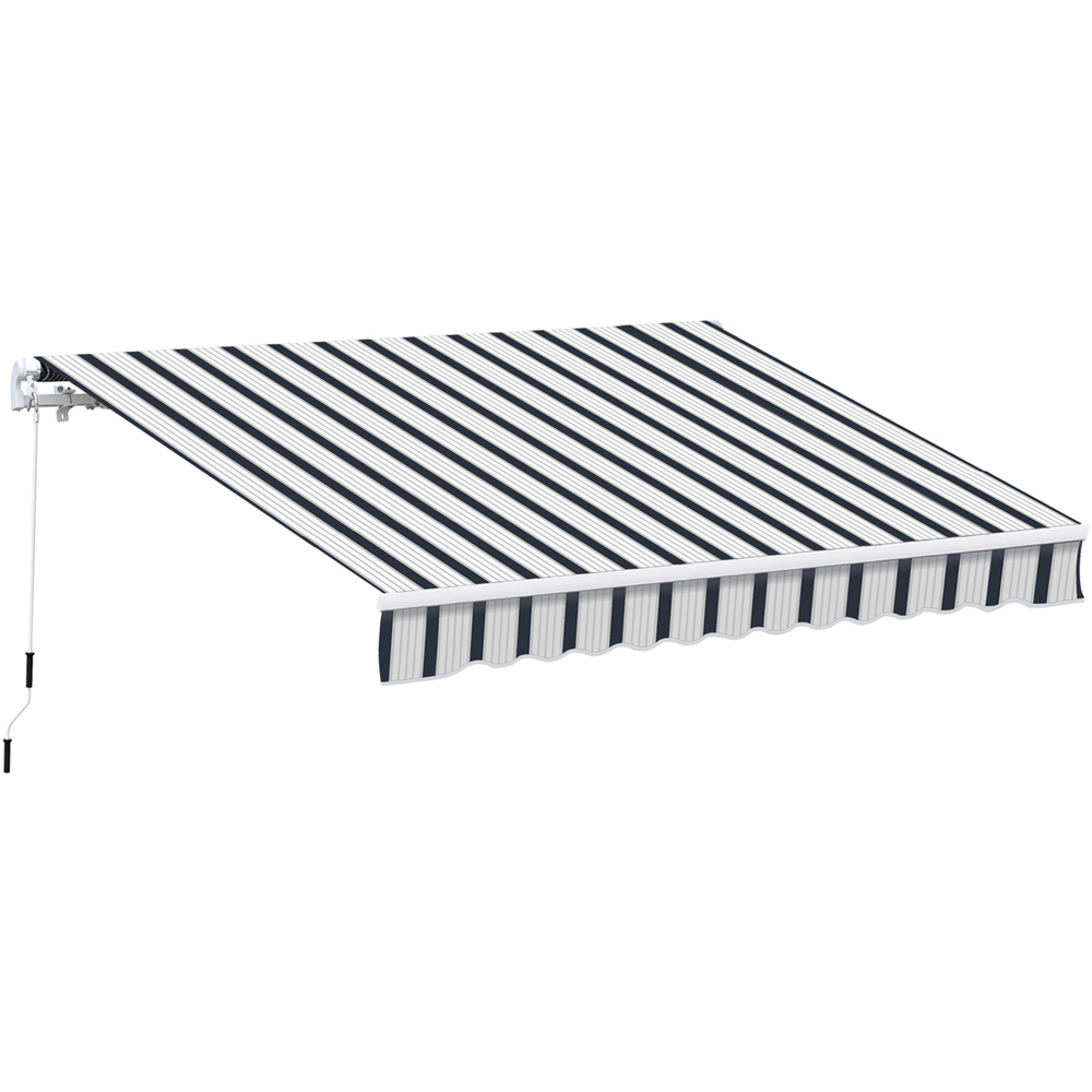 Outsunny Blue and White Striped Retractable Awning 4 x 3m Image 2