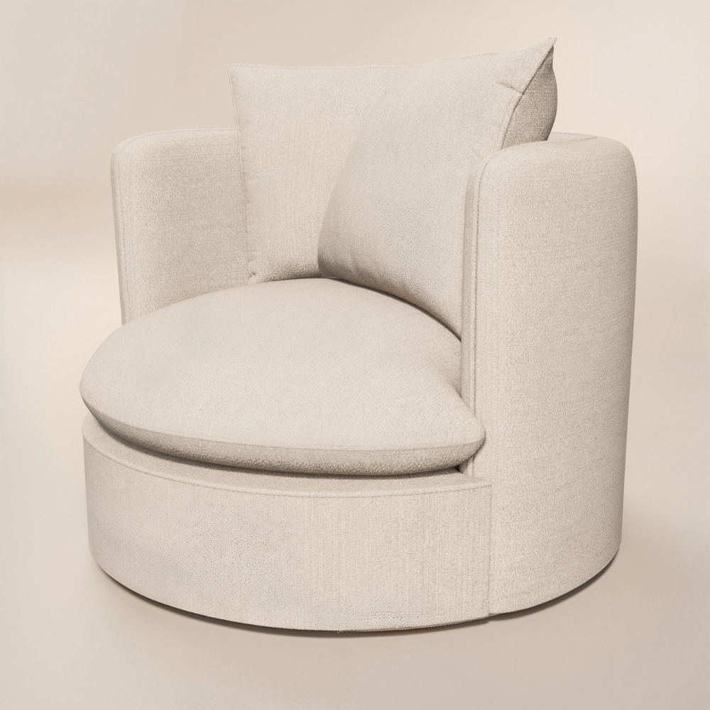 Solace+Co Maisie Beige Chenille Swivel Armchair Image 2