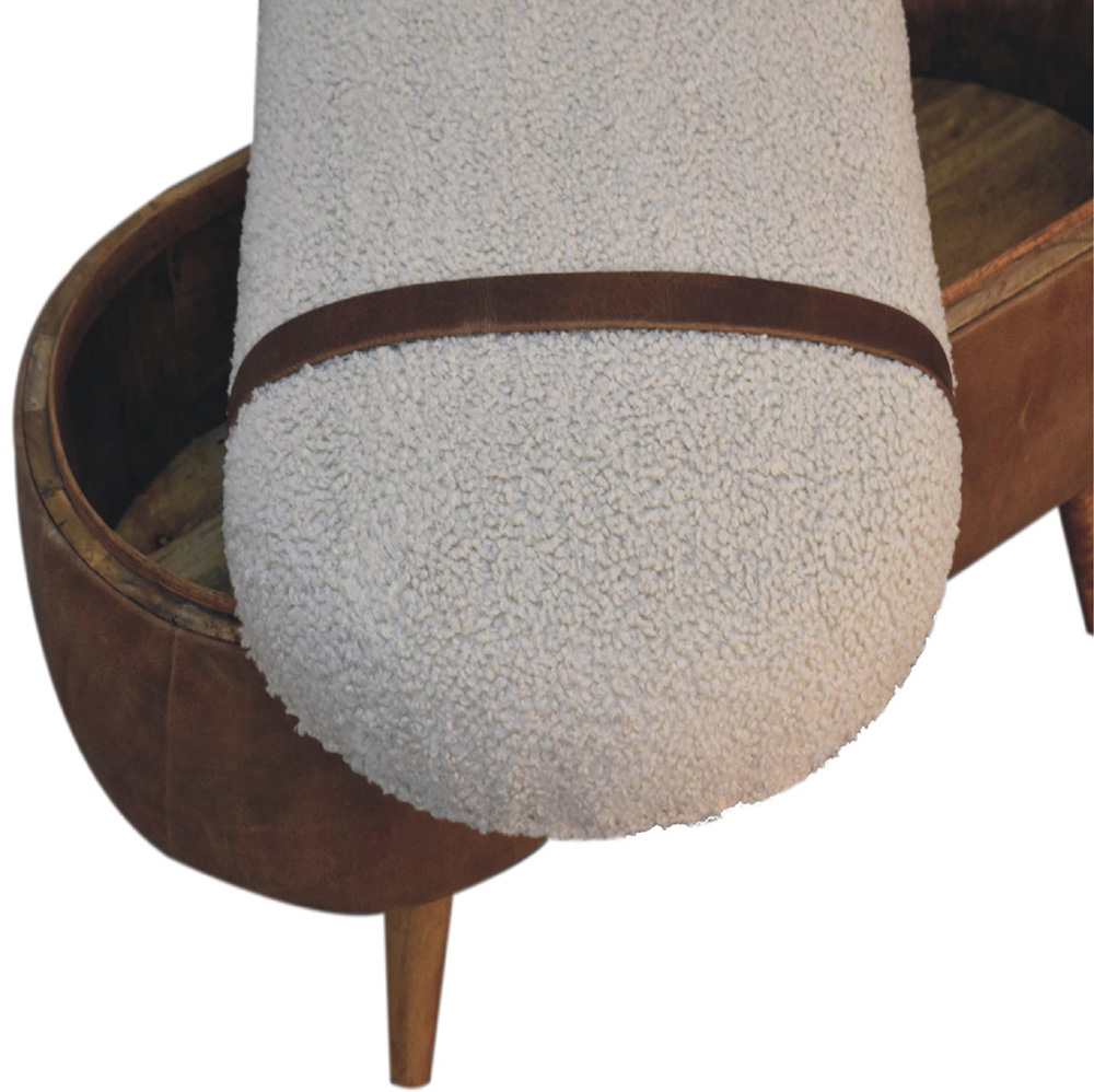 Artisan Furniture Tan Buffalo Boucle Upholstered Solid Wood Nordic Bench with Storage Box Image 7