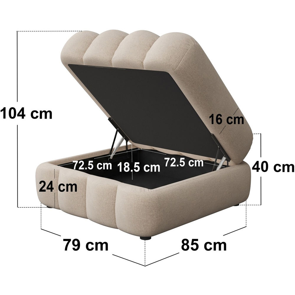 SOLACE+CO Halle Beige 2 Seater Loveseat Sofa with Storage Footstool Image 9