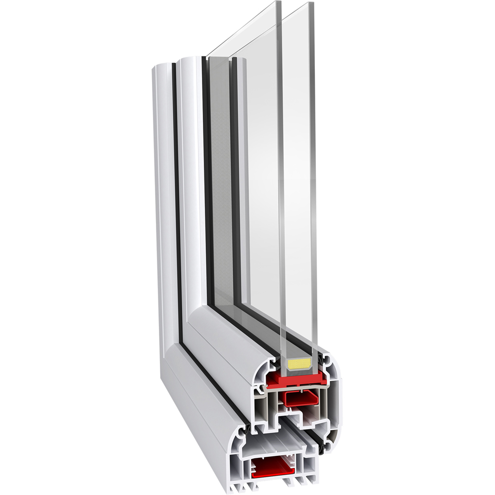 Crystal uPVC Double Glazed Window LH Side Hung Next to a Fixed Grey White Obscure Glass 1190x1115mm Image 4
