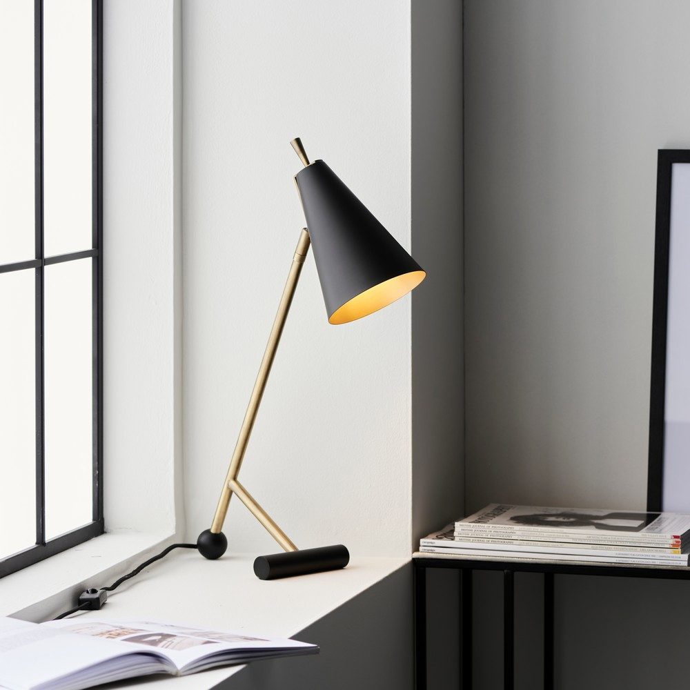 Merano Alta Matt Black Antique Brass Table Lamp Image 2