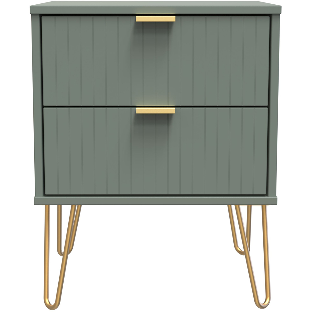 Crowndale 2 Drawer Reed Green Bedside Table Ready Assembled Image 3