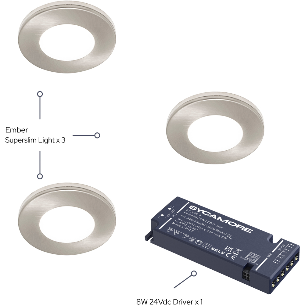 Sorrelis Ember Super Slim Surface Mounted Natural Warm 3 Light Kit Image 3
