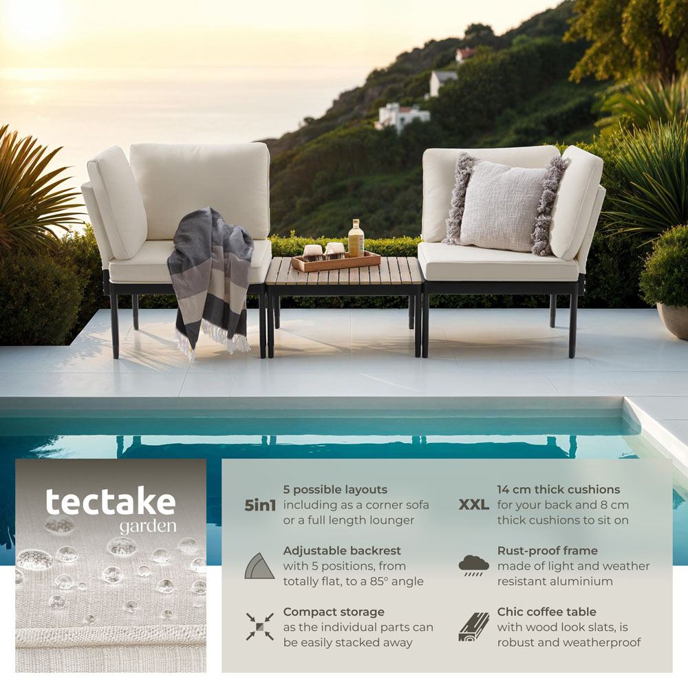 tectake Magaluf 2 Seater 5 in 1 Garden Lounge Set Image 6