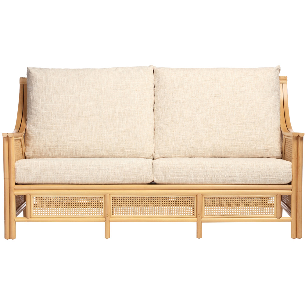 Desser Furniture Chester 3 Seater Natural Rattan Cotton Cream Sofa Image 3