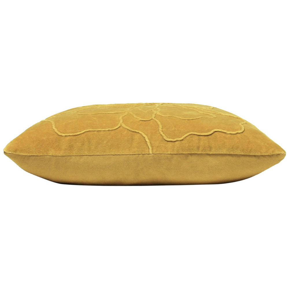 furn. Angeles Ochre Floral Velvet Cushion Image 3