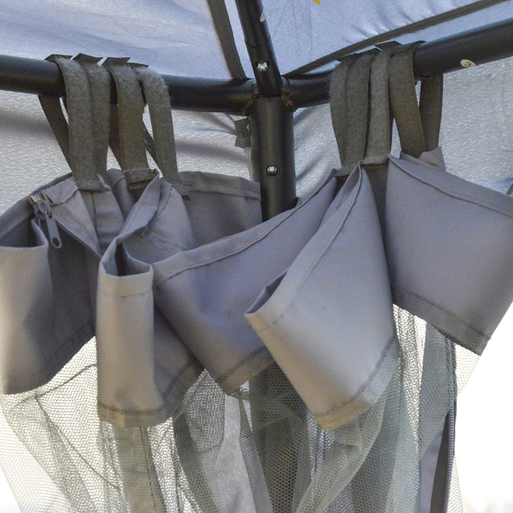 3x3m Gazebo 2-tier Roof Party Tent Grey Image 4