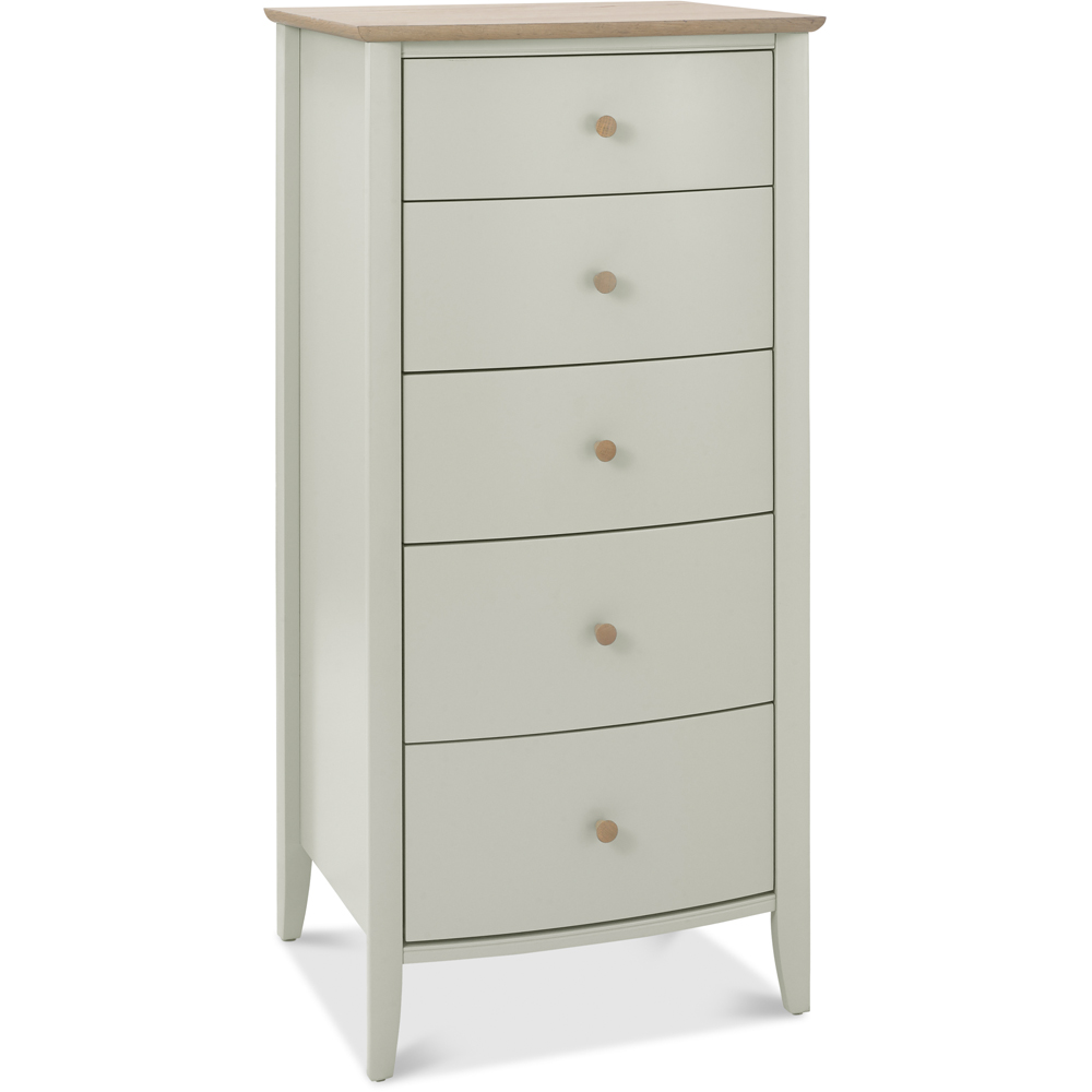 Bentley Designs Whitby 5 Drawer Scandi Oak and Soft Grey Tall Chest of Drawer Image 2