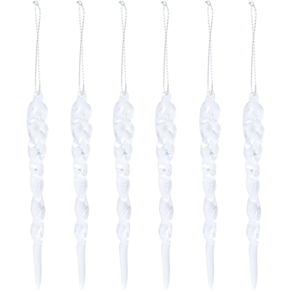 Pack of 6 Twisted Acrylic Icicles Clear Image 3
