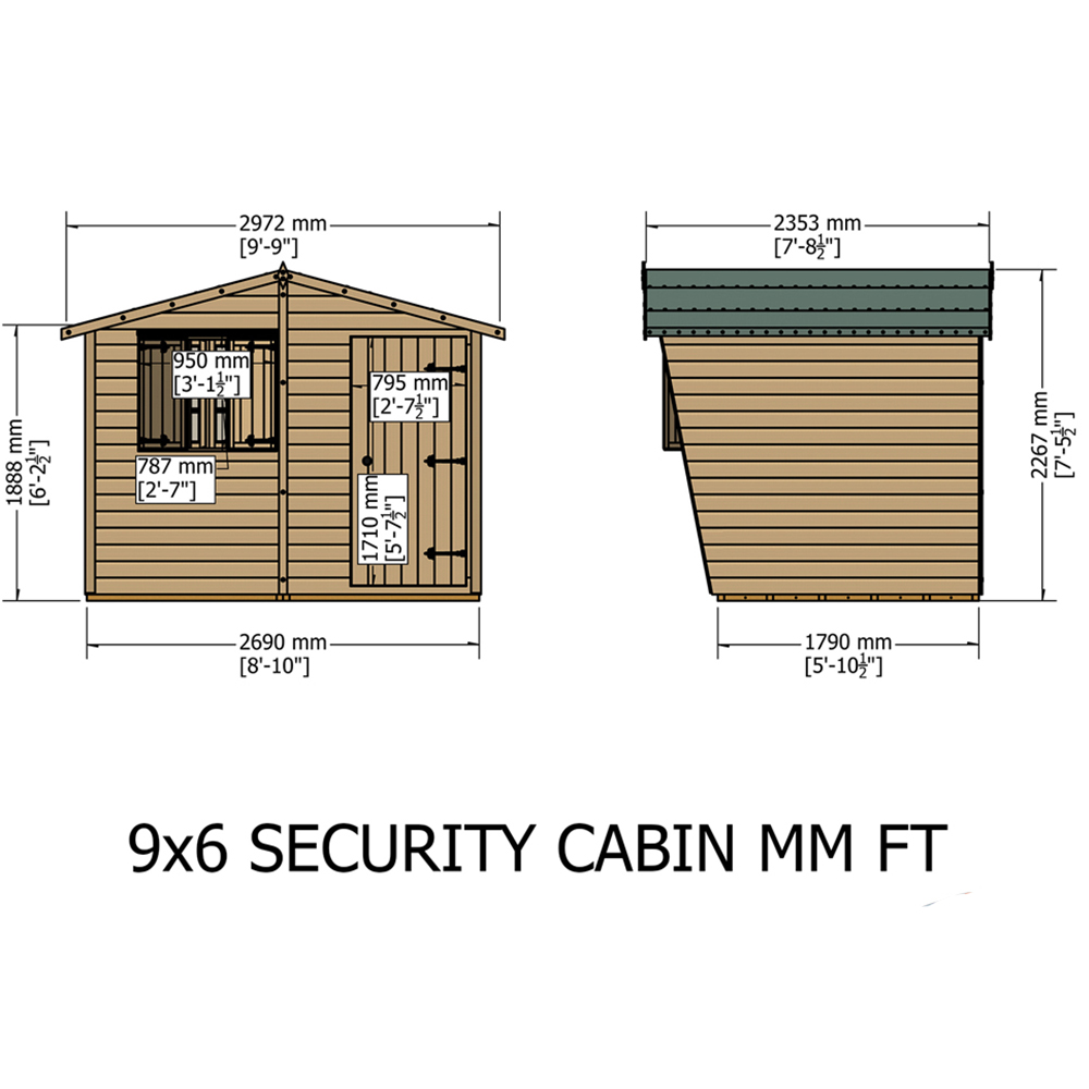 Shire 9 x 6ft Shiplap Style C Security Cabin Apex Garden Shed Image 8