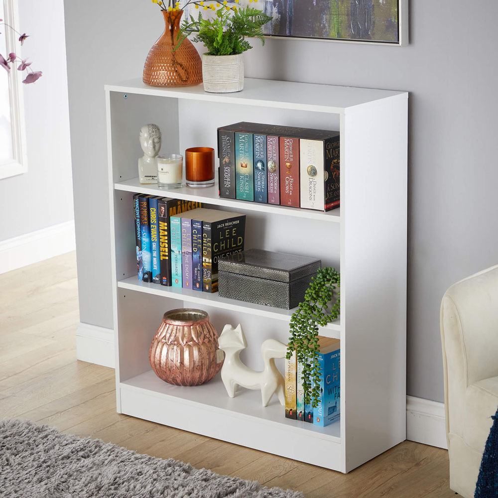 Home Source Clara 3 Shelf White Short Bookcase Image 5