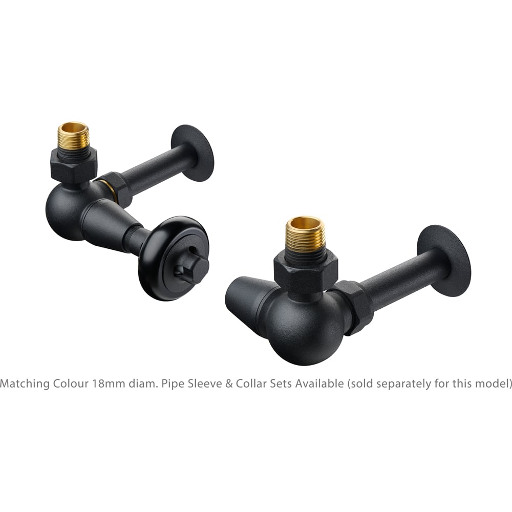 Terma Traditional Matt Black 3 Axis Thermostatic Radiator Valve and Lockshield Set Image 3