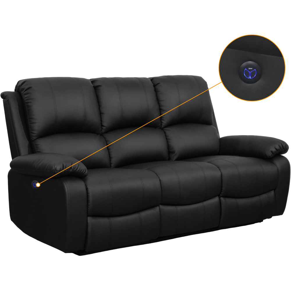 Comfy Living 5 Seater Black PU Leather Electric Recliner Sofa Set Image 5