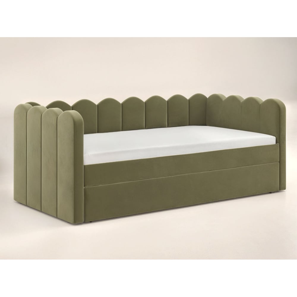 Flair Esme Cloud Khaki Velvet Day Bed with Trundle Image 2