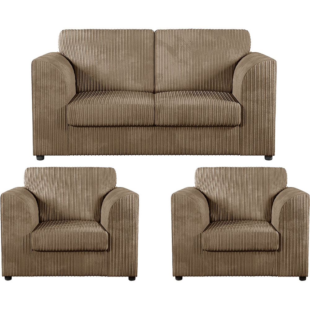 Luxor 4 Seater Coffee Jumbo Cord Full Back Sofa Suite Image 2