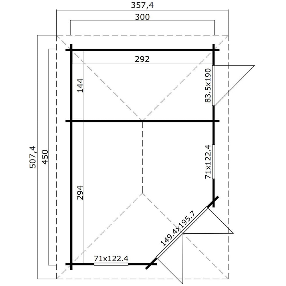 Norland Anderby 2 16.6 x 11.7ft Right Hand Corner Garden Cabin Image 7