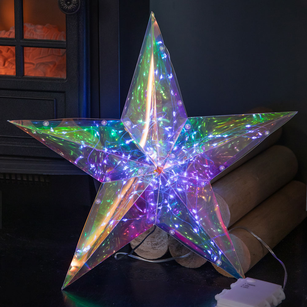Samuel Alexander 100 White LED Battery Operated Light-Up Hanging Christmas Dreamlight Star 36cm Image 2