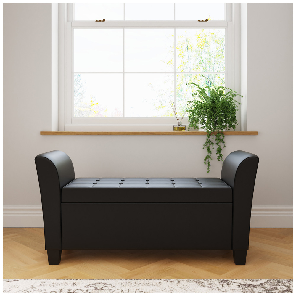 GFW Verona Black Upholstered Window Seat Image 8