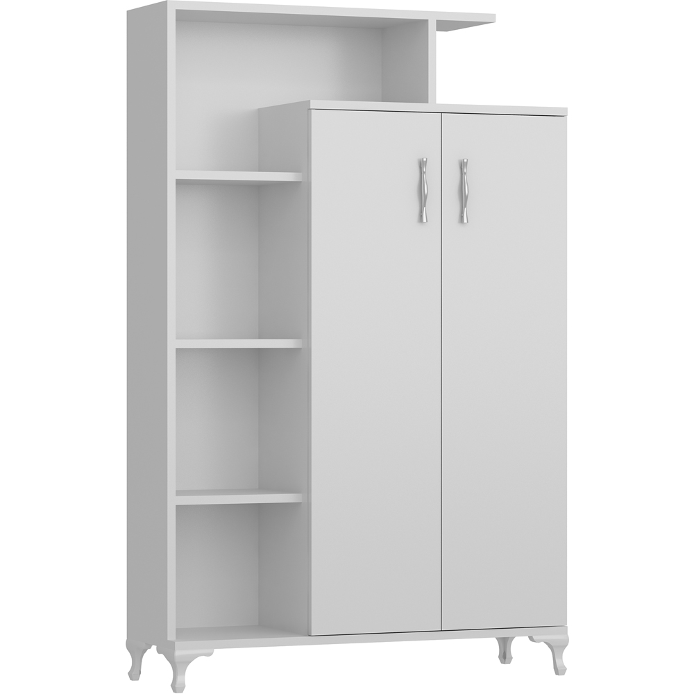 Decorotika Gupse 2 Door 4 Shelf White Storage Cabinet Image 4