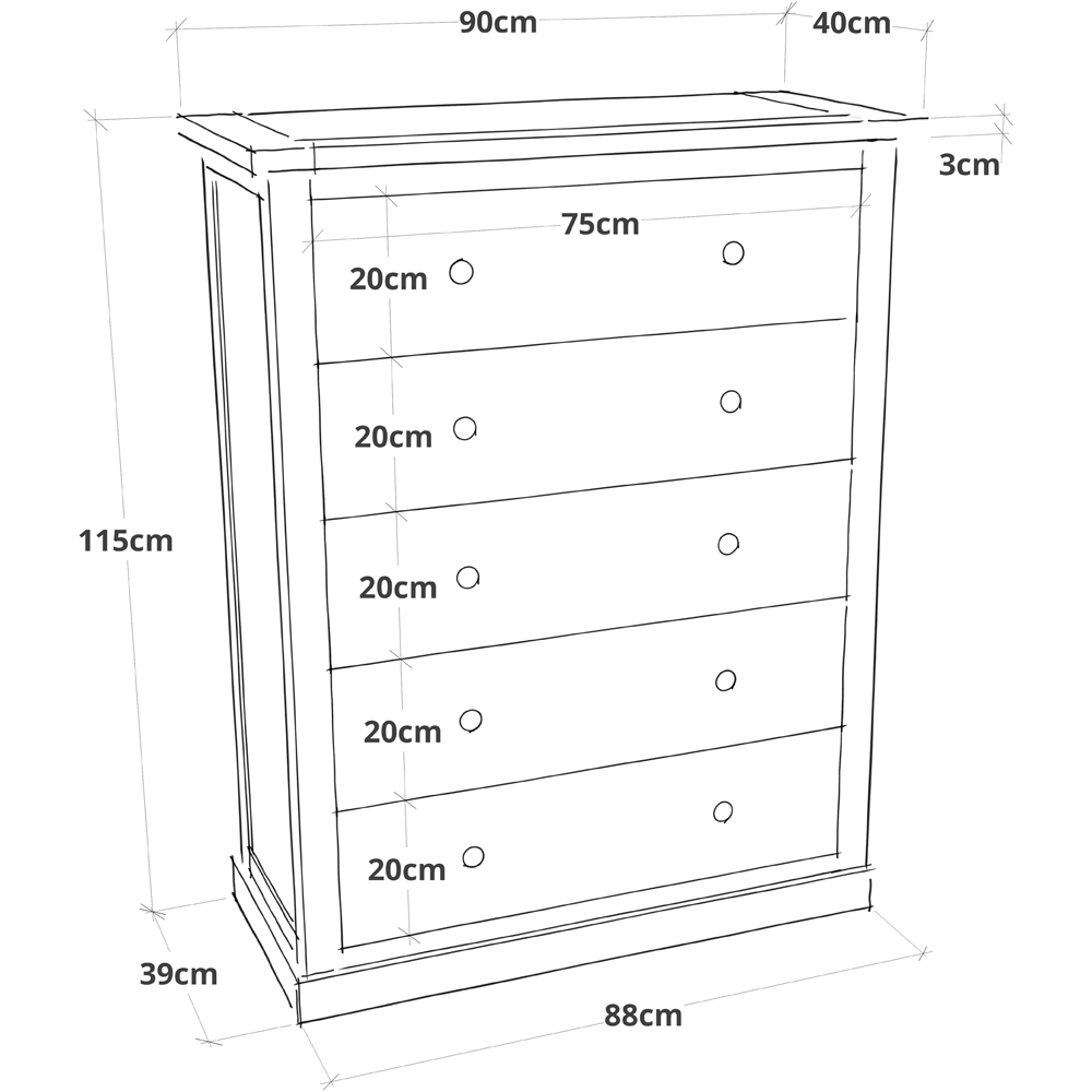 Cabinet Bits Rocca 5 Drawer Dark Grey Chrome Knob Chest of Drawers Image 9