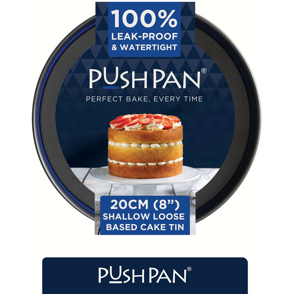 Wham PushPan 20cm Light Grey and Pewter Shallow Tin Image 2