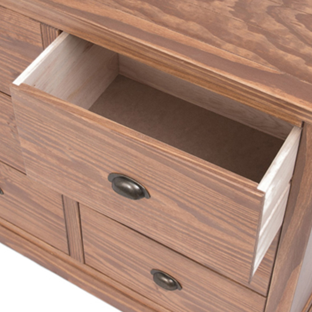 Cabinet Bits Tirolo 6 Drawer Brown Brass Cup Handle Chest of Drawers Image 7