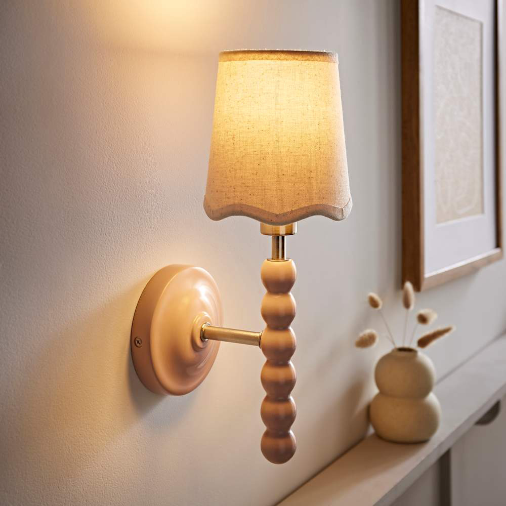 ValueLights Scallop Shade Rose Pink Bobbin LED Wall Light with Bulb 2 Pack Image 3