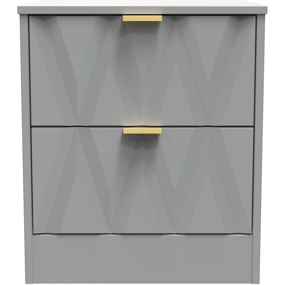 Crowndale Las Vegas 2 Drawer Dusk Grey Bedside Table Ready Assembled Image 3