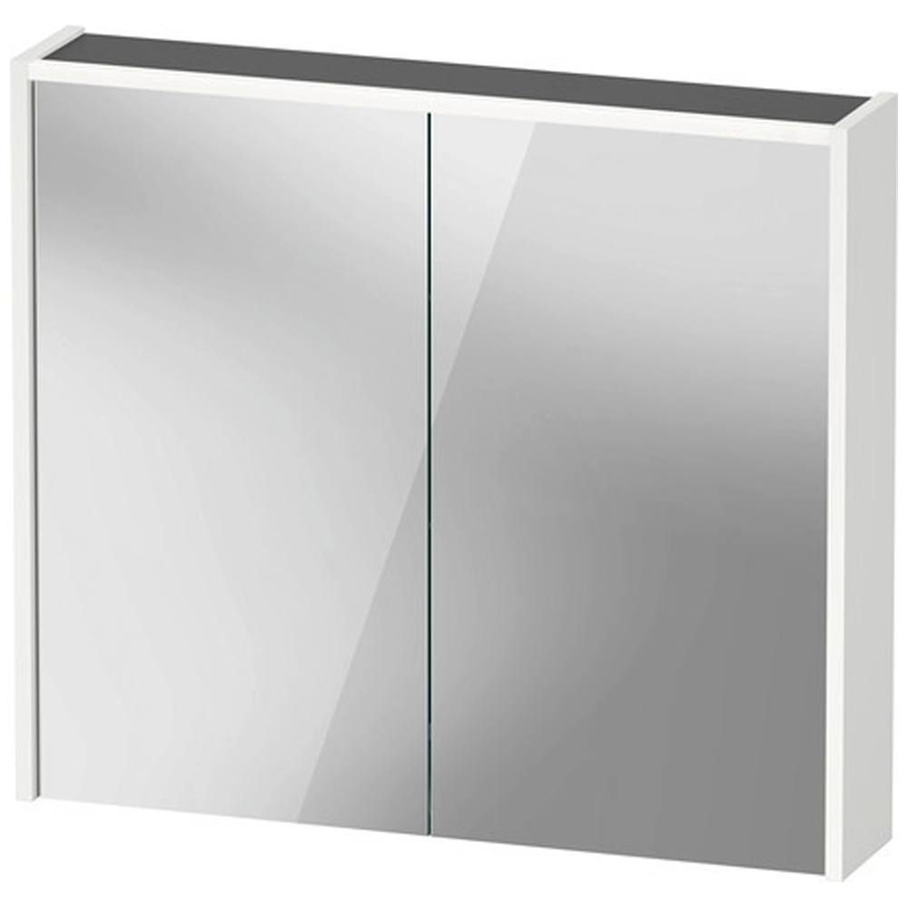 Duravit D-Code 2 Door Matt White Illuminated Mirror Cabinet 800 x 700mm Image 2