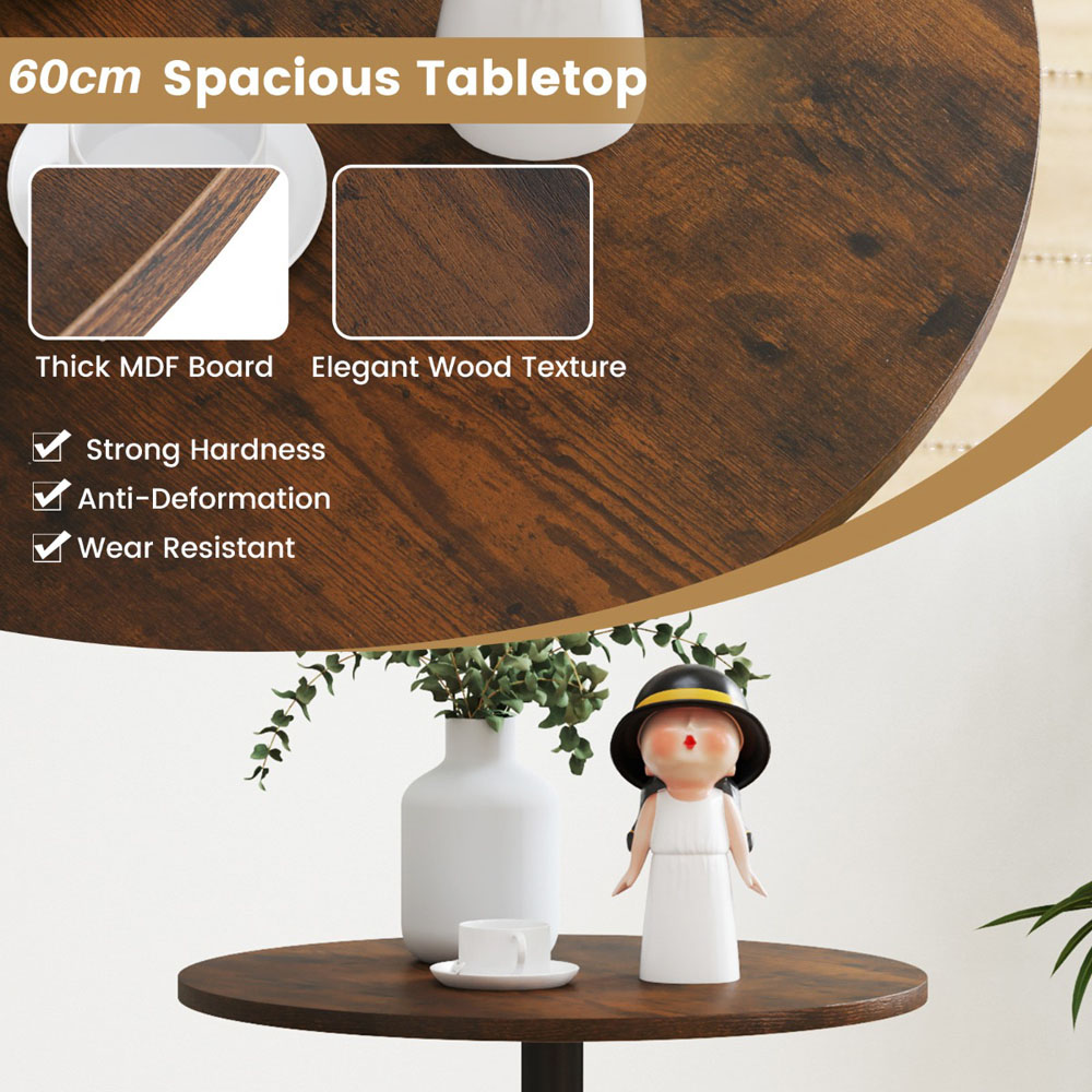 Costway Round Top Pub and Bar Table Rustic Brown Image 8