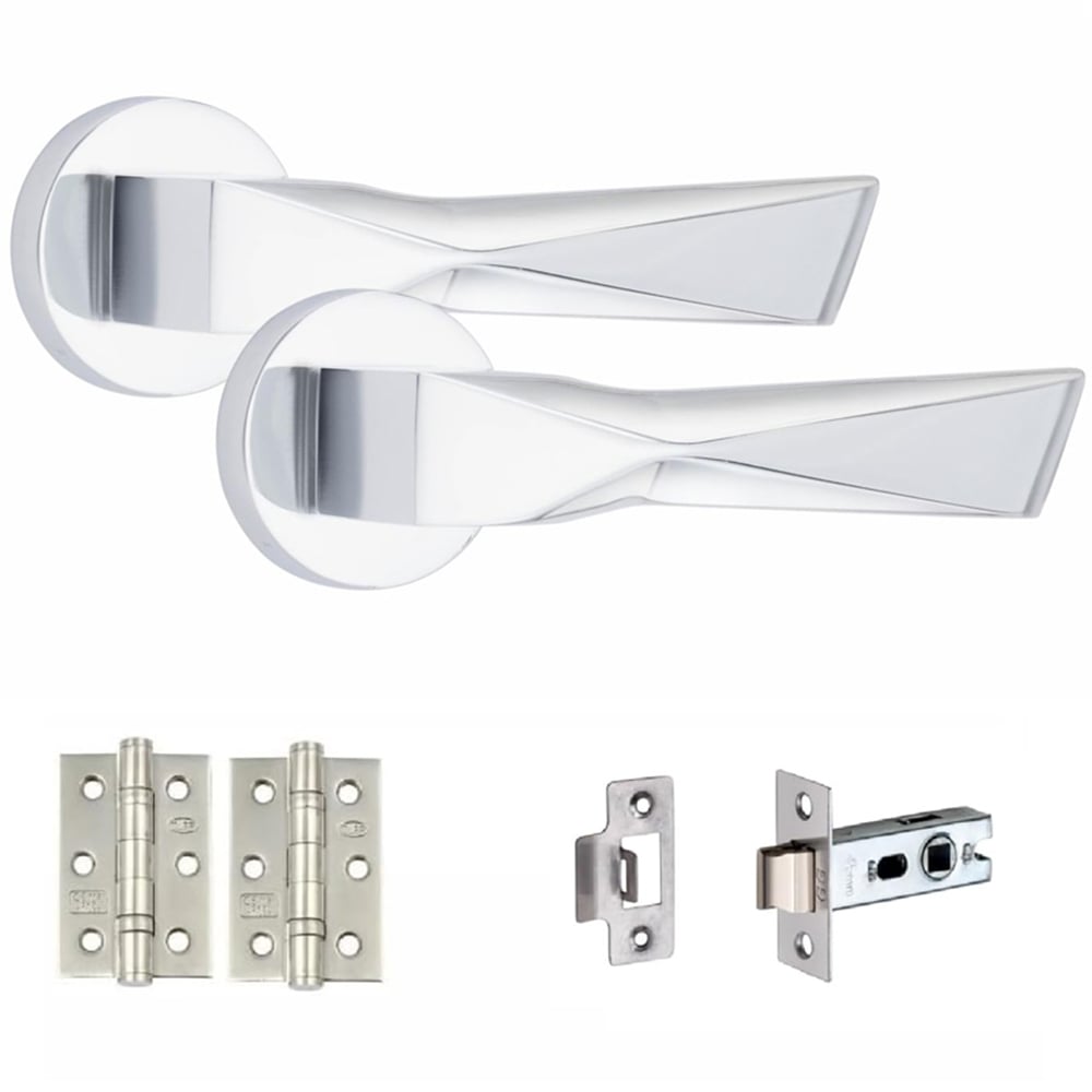 Golden Grace Modern Aura Polished Chrome Door Handles Set 4 Pack Image 2