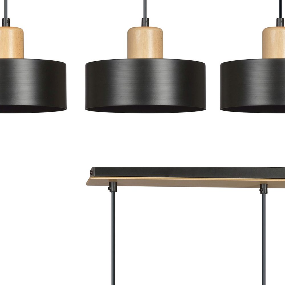 Emibig Torin 3 Light Black Pendant Lamp Image 3