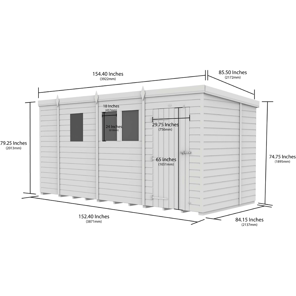 DIY Sheds 13 x 7ft Tongue and Groove Timber Pent Security Garden Shed Image 9