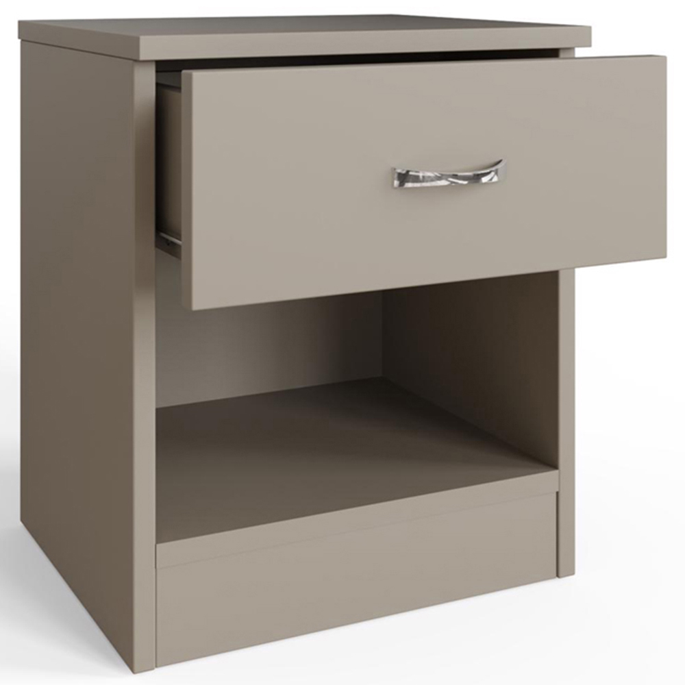 FWStyle Promo Single Drawer Putty Modern Bedside Table Image 3