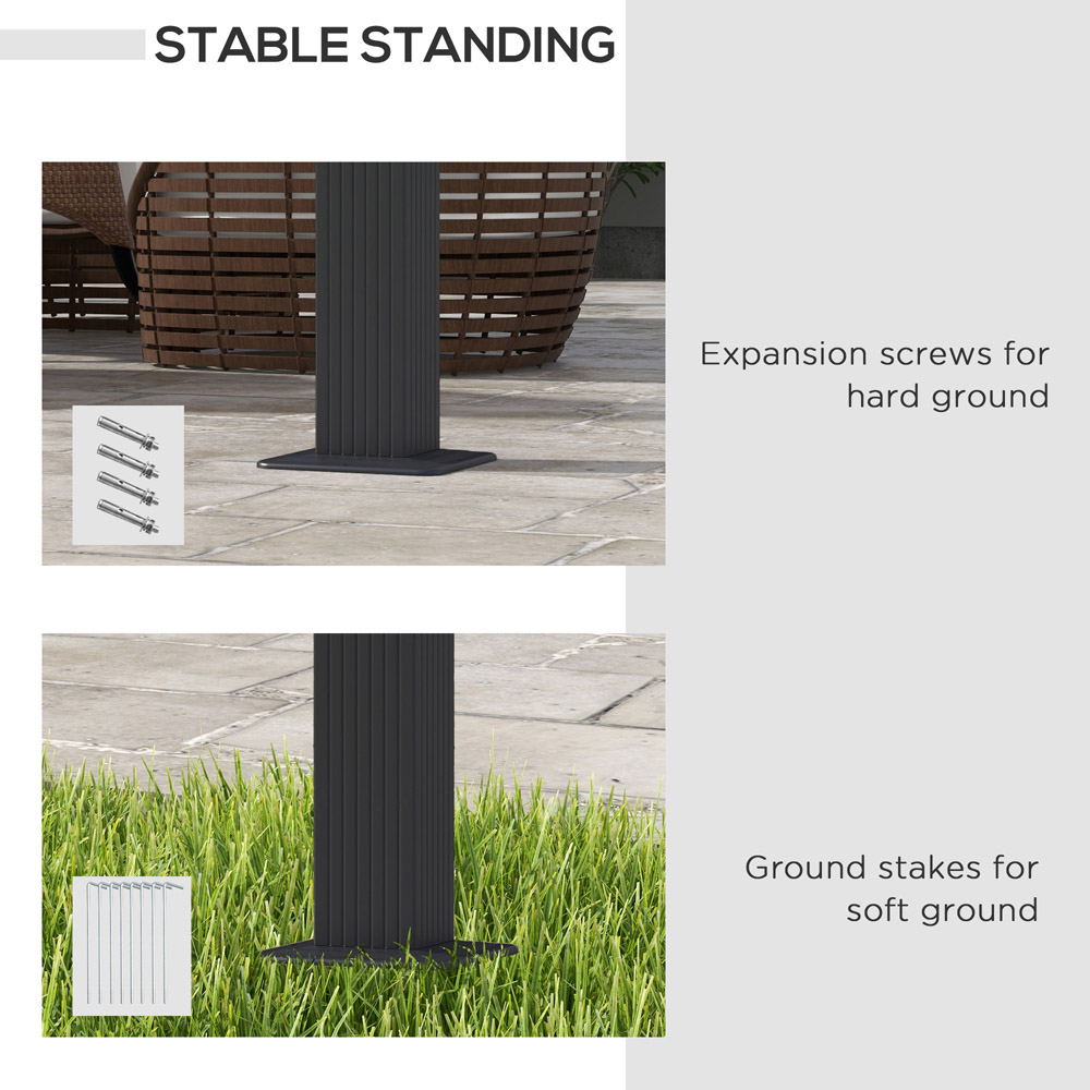 Outsunny 3 x 3m Dark Grey Retractable Sun Shade Pergola Roof Image 6